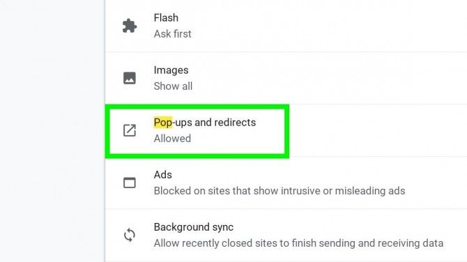 Enable Google Chrome's pop-up blocking feature