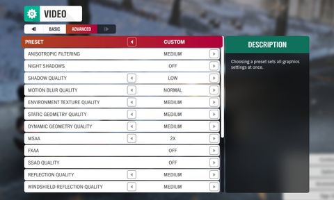 Forza Horizon 4 advanced settings
