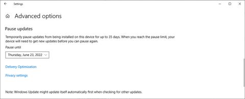 windows update pause