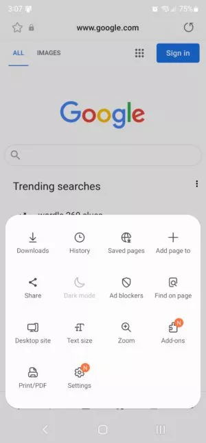 Delete browsing history, cookies, and cache in the Samsung Internet app