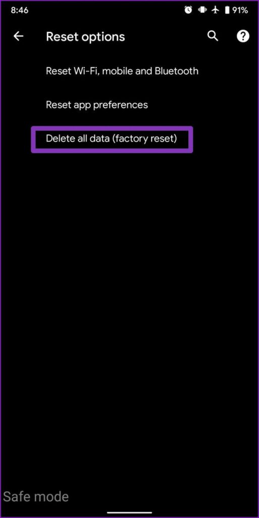 factory reset Samsung device