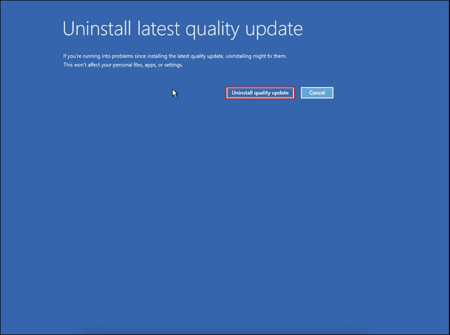 Uninstall Quality Update