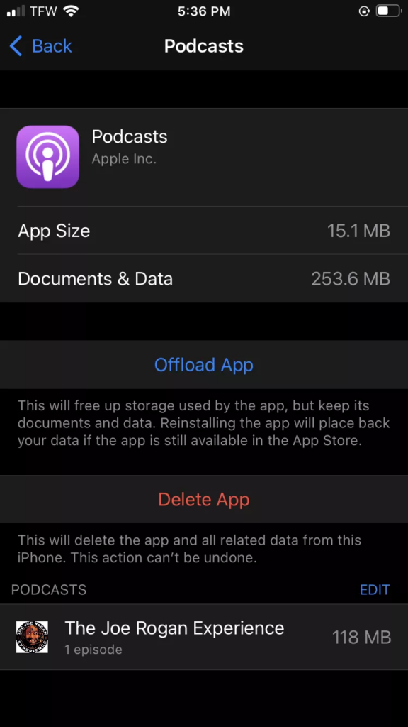 clear app cache on iPhone